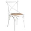 MOBILI 2G - Set 6 Sedie Cross Bistrot Shabby Vintage Bianco Olmo Seduta Rivestita Rattan Naturale Modello