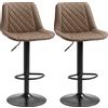 HOMCOM Set 2 Sgabelli da Bar con Altezza Regolabile e Girevoli, Rivestimento in Finta Pelle, Marrone Scuro