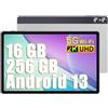 SEBBE Android 13 Tablet 11 Pollici Tablets,16GB RAM 256GB ROM (TF 1TB), 2K Schermi/8+20MP/2000 * 1200 Pixels/10000 mAh/Bluetooth5.0, Octa-Core 2.0GHz 5GWiFi Tablet con Custodia Protettiva - Argento