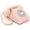 GPO 746 Telefono a Quadrante Push Button, Telefono Fisso Vintage per Casa, Ufficio, Telefoni Retro Con Suoneria a Campanello Originale e Cavo Arricciato, Carnation Pink