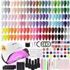 Milai 66 Colori Kit Semipermanente Unghie Completo con 180W UV Lampada,Set Smalto Semipermanente Unghie,Kit Unghie Gel Completo,5Pz Base Top Coat Gel Polish,Nail Art Set Manicure per Decorazione 3D