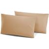 Generico Coppia federe Cotone Per Guanciali Tinta Unita Letto (Beige)