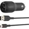 Belkin Caricabatteria Auto Doppia Porta Usb Cavo Usb A a Micro Usb 1M Nero