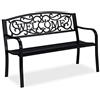 Relaxdays Panca da Giardino Welcome, a 2 Posti, Accessori da Esterno per Balcone e Veranda, HLP: 87x127x61 cm, Nero