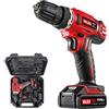 Valex 1429387 Trapano Avvitatore a Batteria al litio 18V FAMILY-TECH 218, in Valigetta, 0-650 Giri/min, 2 Batterie incluse, Rosso, 3/8_pollice