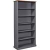Inter Link - Libreria - Mobile buffet - Stoviglie - Sala da pranzo - Stile cottage - Legno massiccio FSC - 5 ripiani aperti - Luzerna 5 - Grigio