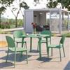 DEGHI Set pranzo da giardino con tavolo 80x80 cm e 4 sedie in polipropilene verde giada - Qalis
