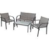 LIFETIME Set in Rattan Grigio da Giardino 4 Posti Divanetto Tavolo Sedie Balcone Terrazza