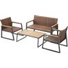 BAKAJI Set Salotto da Giardino Salottino in Polyrattan con Poltrone e Tavolo da Esterno