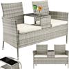 BAKAJI Divano Panca Giardino Grigio in Polyrattan Panchina Divanetto con Ripiano Vetro