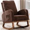 Shally Dogan Poltrona a Dondolo Marrone in Tessuto Struttura in Legno Sedia Relax Dondolante