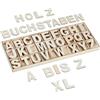 Relaxdays Lettere in Legno, Set da 208 Letterine Maiuscole da A-Z per Bricolage e Lavoretti, Idee Decorative, Naturale
