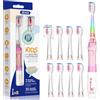 Seago Spazzolino Elettrico Bambini dai 3-12 Anni con Timer di Spazzolamento e Lampade a LED Colorate e 4 Setole Morbide Testine Idea Regalo per Ragazzi e Ragazze SGEK6/SG977 (Rosa FR)
