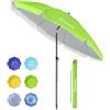 Grandekor ombrellone 200cm antivento ombrellone da spiaggia ombrellone da giardino, ombrellone da patio con presa a terra e palo girevole e copertura protettiva, Verde mela rotondo protezione UV50+