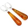amber-us Orecchini in Ambra Color Cognac Con Fibbia in Argento Sterling 925, Baltica, 32 x 9 x 9 mm, Gioielli Argento