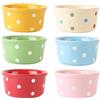 TAMUME Set di 6 Piatti in Porcellana, 200ml Teglie per Muffin e Cupcake, Ciotole in Ceramica, Ciotole per Budino con Design a Pois