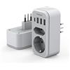 TESSAN Adattatore Presa Schuko Italia, 6 in 1 Presa Italiana con 1 USB C e 3 USB A, Adattatore da Viaggio Italia 2500W, per Chile Uruguay, Spina Tipo L