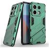 WOKEZ Supporto Custodia per Xiaomi Redmi Note 13 Pro 5G/Poco X6, 360° Protettiva Sottile Cover Rugged per Redmi Note 13 Pro 5G/Poco X6 con Cavalletto, Rigida Telefono Case Protettivo-Verde