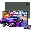 DOOGEE T30 MAX Tablet, Tablet 12 Pollici 2.5K, 20GB+512GB/TF 2TB, Tablet Android 14, Helio G99 Tablet Gaming, Tablet con sim, 10800mAh/33W,50MP+20MP,Dual 4G SIM Tablet PC,Widevine L1/TÜV/OTG/GPS,Verde