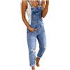 LOIJMK Bretelle Jeans da donna alla moda con tasche, classici jeans da donna con fori, jeans casual da donna, slim fit, denim, pantaloni da donna, azzurro, m