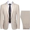 Allthemen Abito da Uomo Elastico 2 Pezzi Formale Completo Tinta Unita con Un Bottone da Sposa Slim Fit Giacca Blazer Pantaloni Beige M