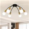 Seamoon lampadari moderni elegante plafoniera soffitto 6 E27 lampadario camera da letto moderno, ideale per soggiorno, corridoio, balcone, nero e oro, 55x20cm