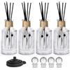 INFTYLE Bottiglie per diffusore a canna in vetro 250 ml/8oz, set di 4 flaconi vuoti per oli essenziali con tappi e bastoncini, barattoli profumati decorativi riutilizzabili trasparenti - INFTYLE