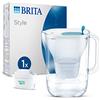 BRITA Caraffa filtrante Style Blue (2,4 L) con 1 cartuccia MAXTRA PRO All-in-1 - caraffa dal design con LED LTI intelligente e coperchio a scatto - ora in confezione sostenibile Smart Box