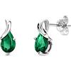 Orovi Orecchini Donna Oro Bianco 9KT Orecchini a Lobo con Smeraldi verde a goccia, gioiello anallergico confezionato in un elegante astuccio portagioie