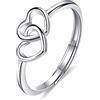 LYTOPTOP S925 - Anelli in argento Sterling con cuore regolabile per fidanzamento o matrimonio, regalo di compleanno per lei, Argento Sterling, Senza pietre preziose