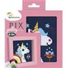 Avenue Mandarine KC112C - Scatola Pix Gallery che include 1 quadretto punto a croce 14x14 cm, ago e fili, Unicorno