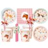 Libetui Set di stoviglie da 48 pezzi, design pony, cavalli dolci, compleanno, ragazze, ragazzi, feste, compleanni per bambini, adulti, stoviglie di cartone, cavallo, cavaliere, per 12 persone