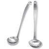 TENTA KITCHEN Set di 2 mestoli da minestra in metallo, in acciaio inox, mestolo e cucchiaio scanalato, con gancio e foro, set di utensili da cucina