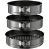 WinGluge 3 Pezzi Tortiera Apribile, 24/26/28cm Teglia da Forno Rotonda, Teglia per Torte, Rivestimento Antiaderente Teglie per Dolci con Fondo Rimovibile, Cake Pan Set, per Torte, Quiche