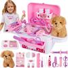 HYAKIDS Gioco Veterinario Bambini 3 Anni, Valigetta Dottore con Peluche Cane, Kit Dottoressa Bambina, Gioco di Ruolo per Ragazze e Ragazzi di 4 5 Anni