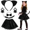 SHOWHEEL 6 Pezzi Costume Gatto Bambina con Gonna Tutu, Orecchie e Coda di Gatto, Cerchietto Gatto Bambina, Costume Animali per Bambini per Carnevale e Halloween