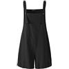 LAEMILIA Donne Casual Breve Tuta Cotone Lino Gamba Larga Pagliaccetti Tuta Bib Shorts Un Pezzo, Nero , 42