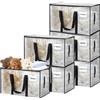 Withosent 100L Borsa Portaoggetti Grande, 6 Pezzi Impermeabile Borse di Stoccaggio Trasloco con Cerniera e Maniglia, Pieghevole Scatole Armadio Viaggio per Vestiti, Trapunte, Trasparente