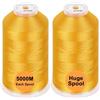 New brothread Set di 2 Poliestere Filo di Ricamo Macchina Grande Bobina 5000M per Tutte Le Macchine da Ricamo - Harvest Gold