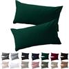Soifox Set di 2 federe per cuscino 40 x 80 - Fodera per cuscino 40x80 Verde scuro 100% microfibra, senza stiro e antirughe, con chiusura lampo