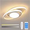 Mckalen Plafoniera LED Soffitto Dimmerabile, 39W 4387LM Moderno Lampada da Soffitto con Telecomando/APP, Plafoniere LED Ovale Regolabile 3000-6500K per Soggiorno Camera da Letto Cucina, Bianco