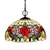 Yjmgrowing Lampada a sospensione in stile Tiffany in apparecchio per illuminazione lampadario in vetro colorato da 16 pollici per sala da pranzo cucina corridoio lampada a sospensione a 3 luci,220V, E27,A2