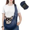 Pawaboo Borsa a Tracolla per Cani con Fibbia Regolabile Portacarte a Mani Libere, Guinzaglio di Sicurezza per Cuccioli e Gatti, Tracolla Extra Larga Porta-Animali, Fino a 12 Lbs, Blu Marino
