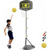 GILIKOKO Canestro Da Basket per Bambini, Set Da Basket Portatile Regolabile Da 110-190 CM