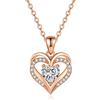 CDE Collana Argento 925 Donna, Collana Cuore Birthstone Necklace, Regalo Gioielli Donna per Mogile/Sorella/Amiche, Regalo Donna Anniversario Compleanno (Aprile con placcato oro rosa)