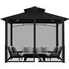 OKYUK Zanzariera per gazebo da esterni, universale, copertura per zanzariera, 4 pezzi, con chiusura lampo, per gazebo da 10" x 10" (solo zanzariera) (nero, 3 m x 3 m)