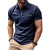 MakingDa Polo Uomo Manica Corta Tasche Finte Bottoni Solido Scollo a V Solido Informale Estate Polo Colletto Camicia Corsa Muskel Regolare Leggero Lavoro Sportivo Maglia Corta Uomo Blu L
