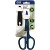 PLUS Curved Blade Forbici Premium TITANIO, ANTIADERENTI, lame curve 3D, affilate, a lunga durata, colore blu, 17,5 cm