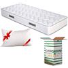 EVERGREENWEB MATERASSI & BEDS EVERGREENWEB - Materasso Singolo 90x190 con DISPOSITIVO MEDICO Alto 20 cm in Poliuretano ORTOPEDICO lastra Water Bio + CUSCINO Memory Foam INCLUSO Rivestimento Morbido Bianco Anallergico