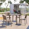 DEGHI Set pranzo da giardino con tavolo 80x80 cm e 4 sedie in polipropilene cacao - Qalis